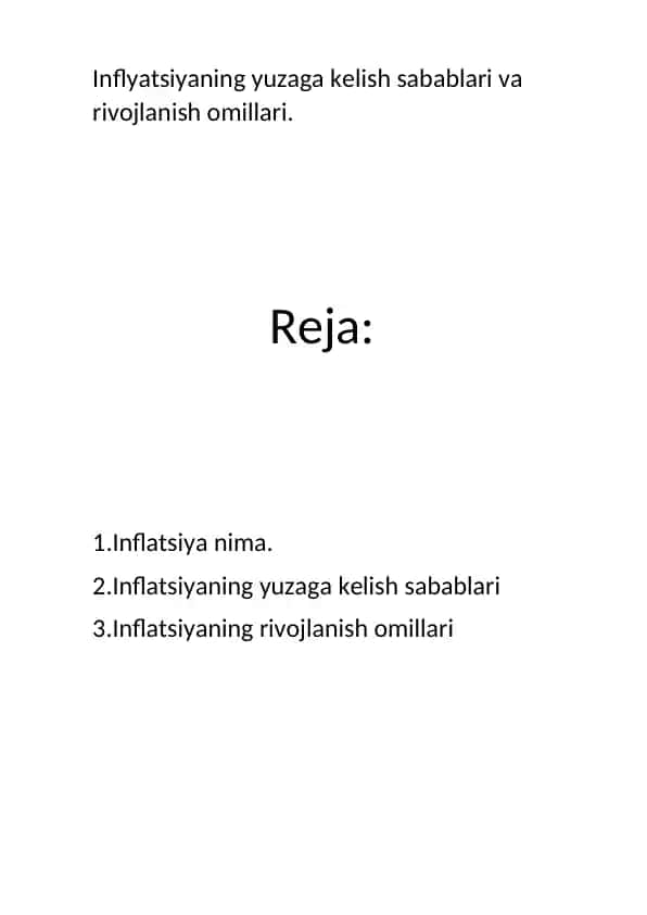 Inflatsiya haqida ma'lumotlar