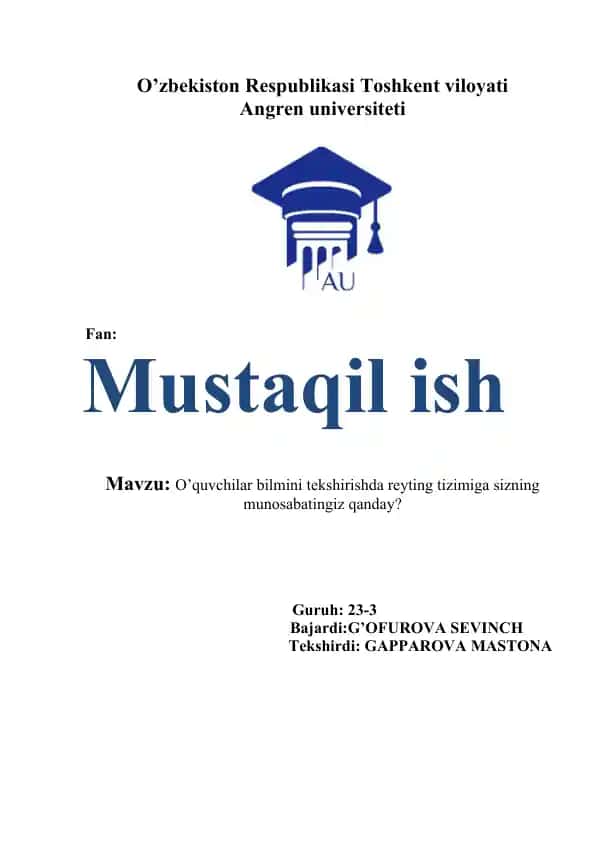 O'quvchilar bilimini tekshirishda reyting tizimi