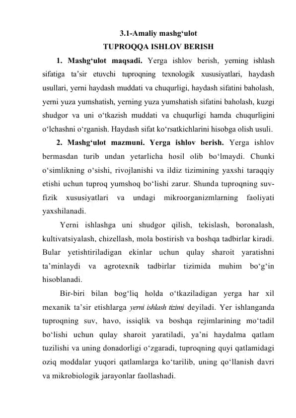 Tuproqqa ishlov berish