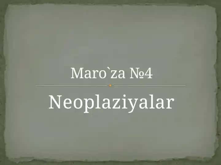 Neoplaziyalar