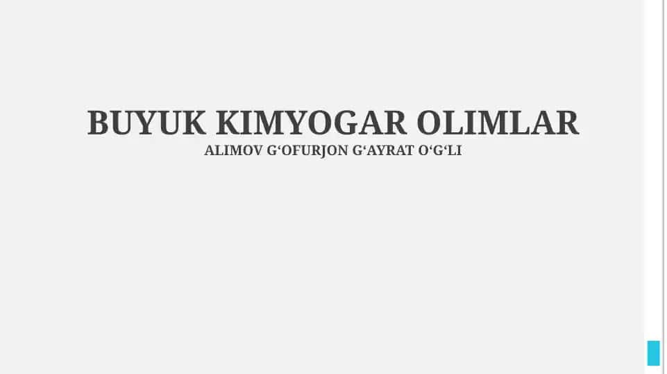 Buyuk Kimyogar Olimlar