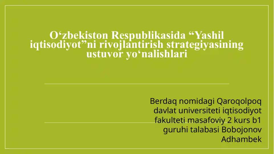 Yashil iqtisodiyot