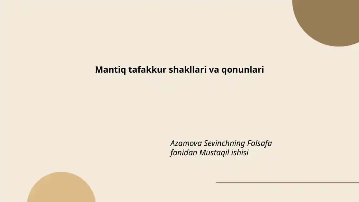 Mantiq tafakkur shakllari va qonunlari