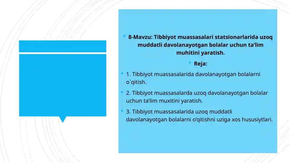 Tibbiyot muassasalari davolanayotgan bolalar