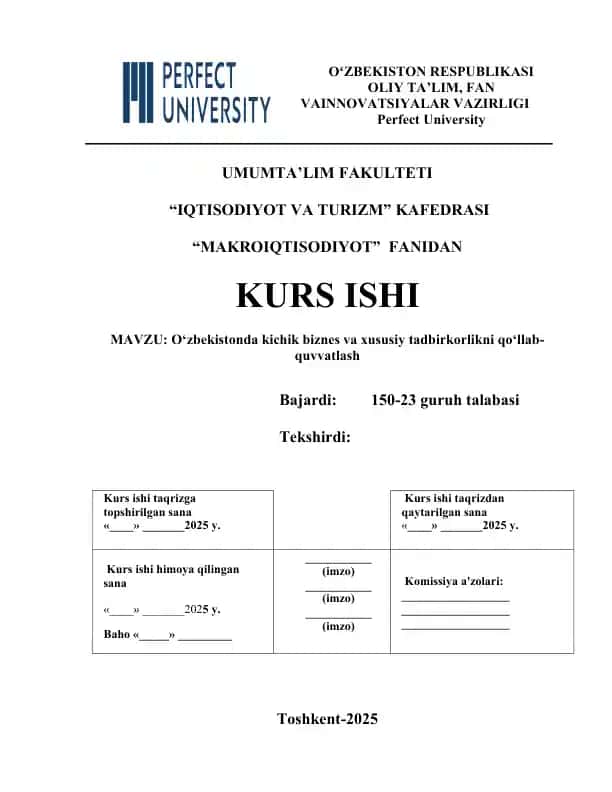 O‘zbekistonda kichik biznes va xususiy tadbirkorlikni qo‘llab-quvvatlash