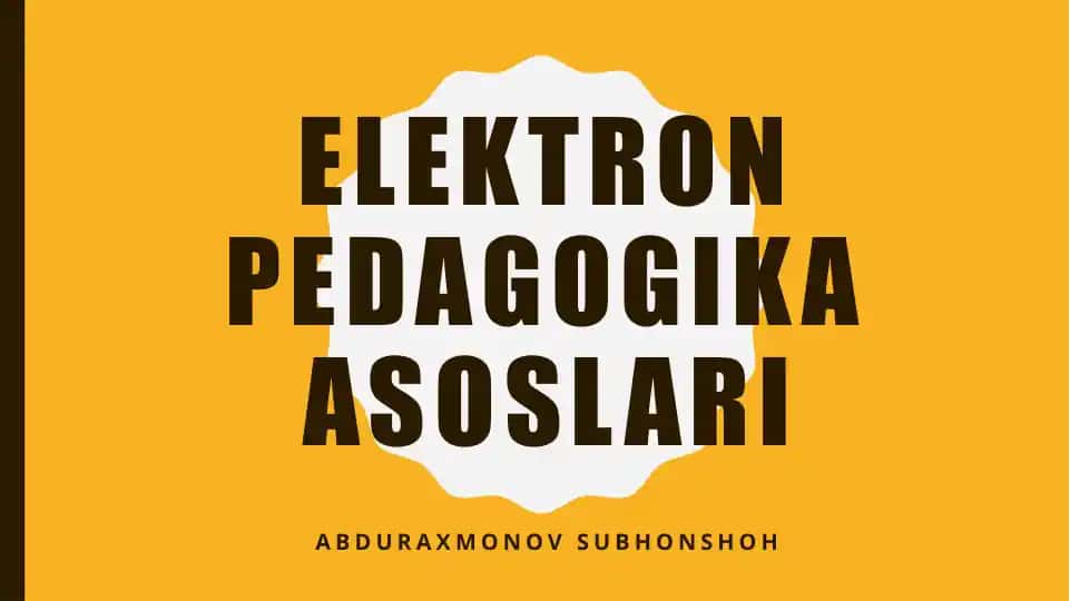 Elektronpedagogika asoslari