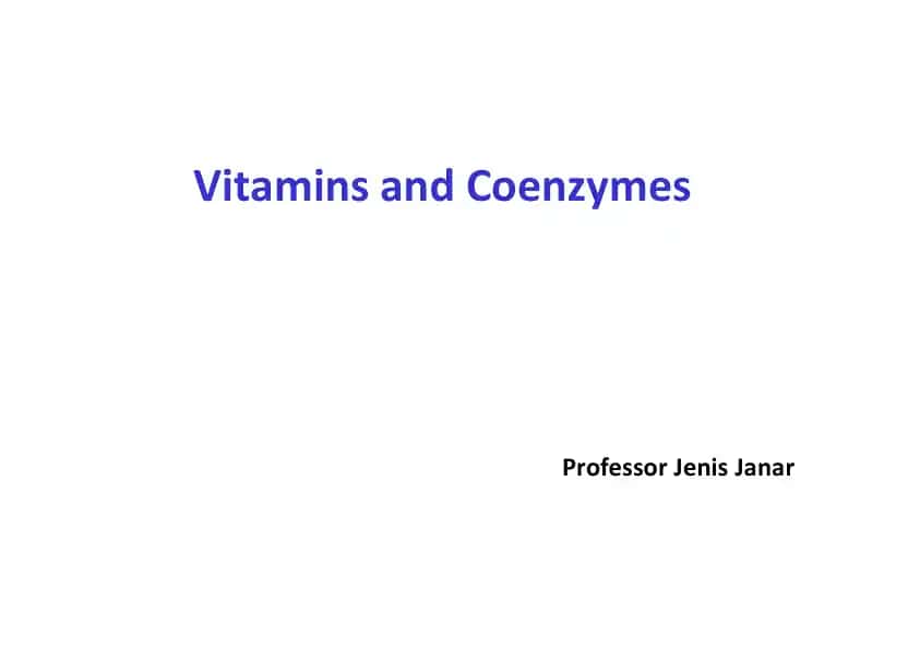 Vitamins and Coenzymes
