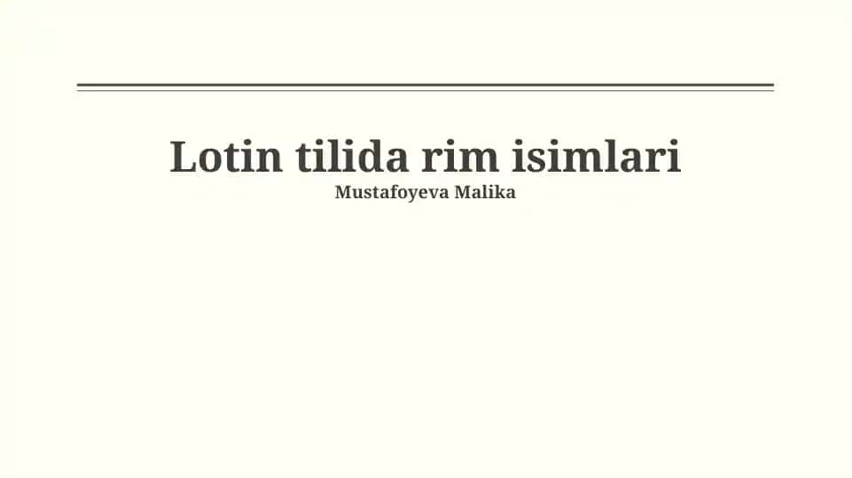 Lotin tilida rim isimlari