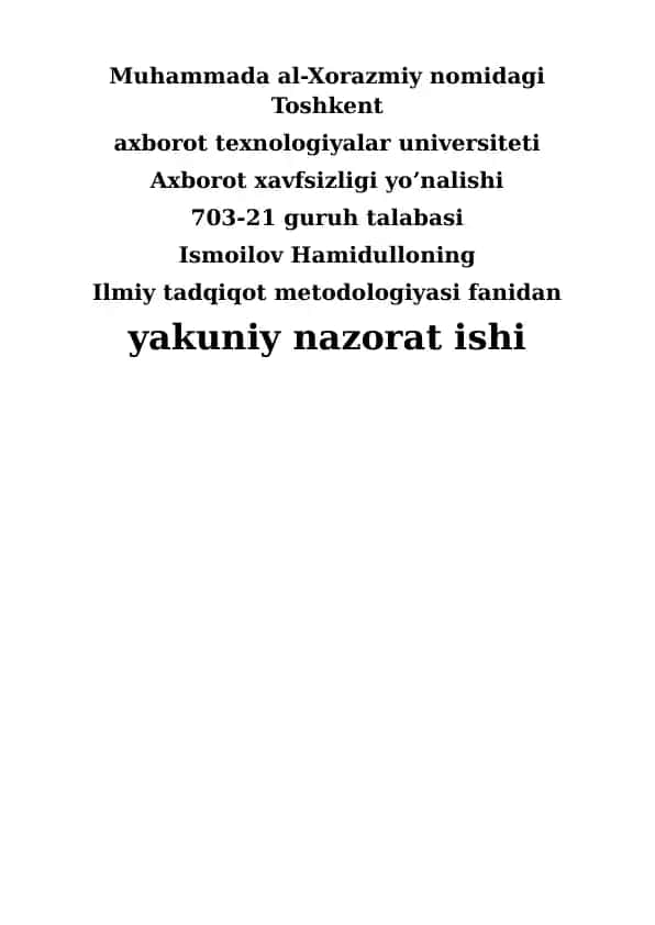 Ilmiy Tadqiqot Metodologiyasi
