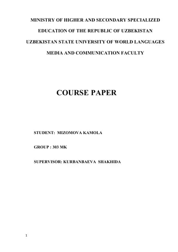 Course Paper on Translation