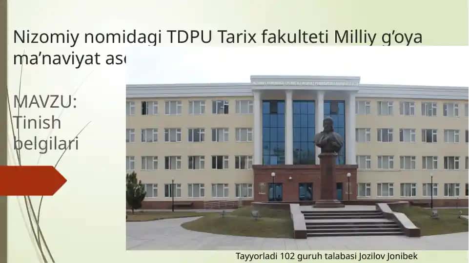 Tinish belgilari taqdimoti