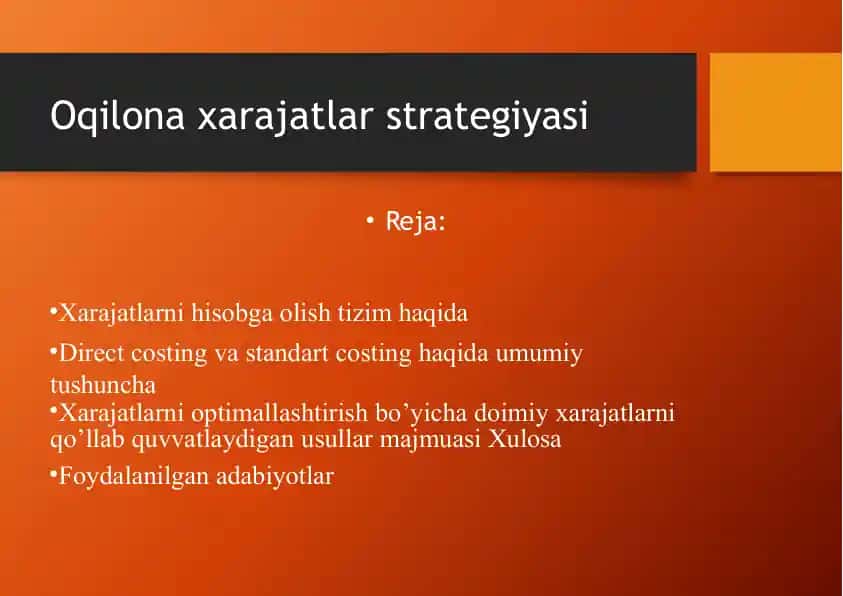 Xarajatlarni hisobga olishtirish tizimi