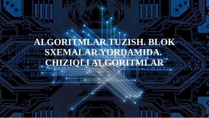 ALGORITMLAR TUZISH. BLOK SXEMALAR YORDAMIDA. CHIZIQLI ALGORITMLAR