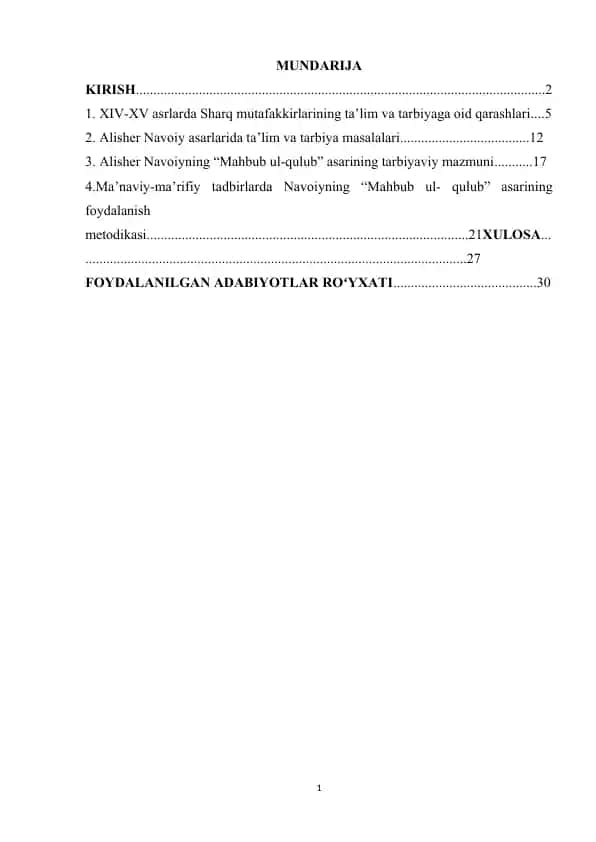 XIV-XV asrlarda Sharq mutafakkirlarining ta’lim va tarbiyaga oid qarashlari