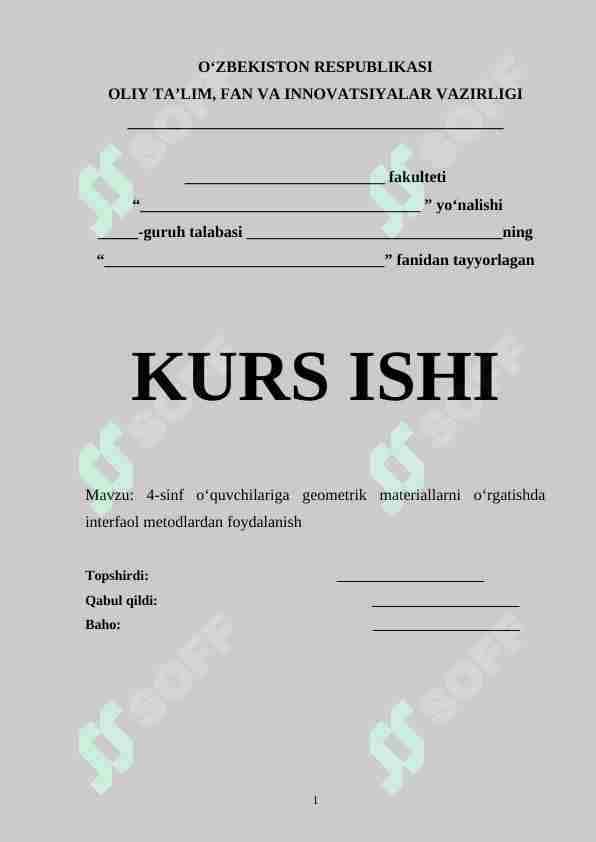 4-sinf o‘quvchilariga geometrik materiallarni o‘rgatishda interfaol metodlardan foydalanish