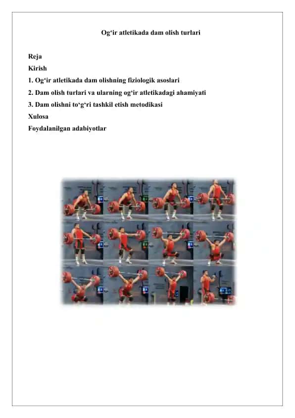 Og'ir atletikada dam olish turlari
