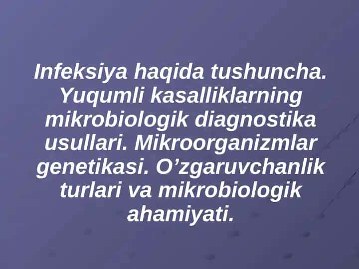 Infeksiya haqida tushuncha