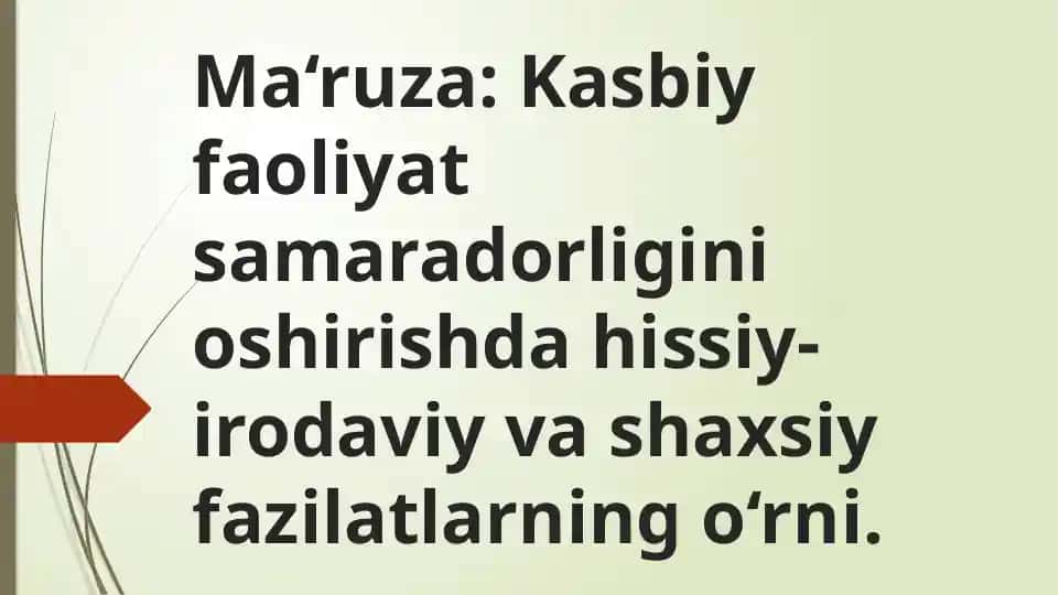 Kasbiy Faoliyat Samaradorligini Oshirish