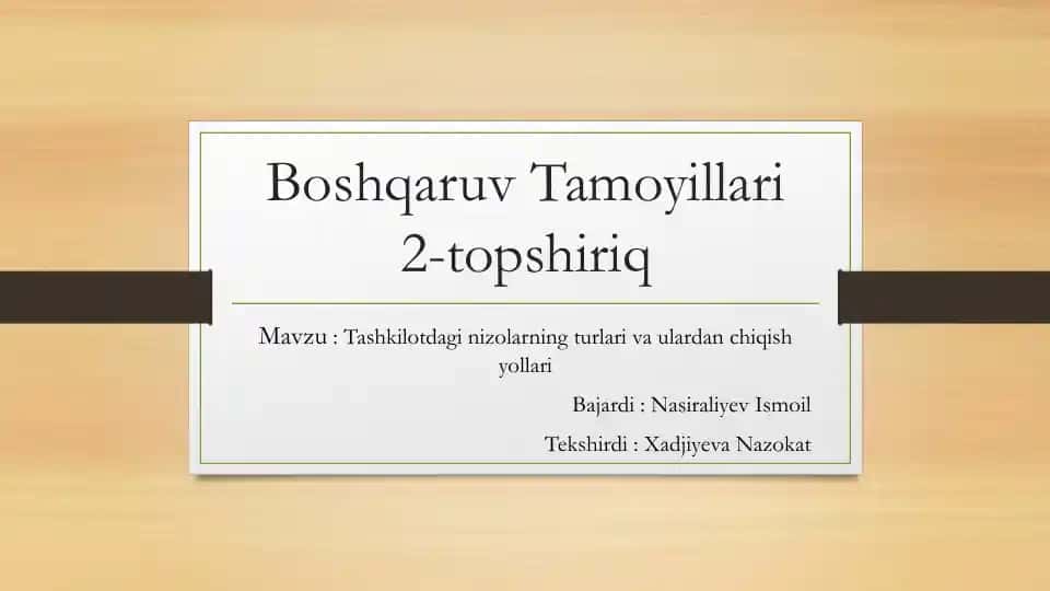 Boshqaruv Tamoyillari