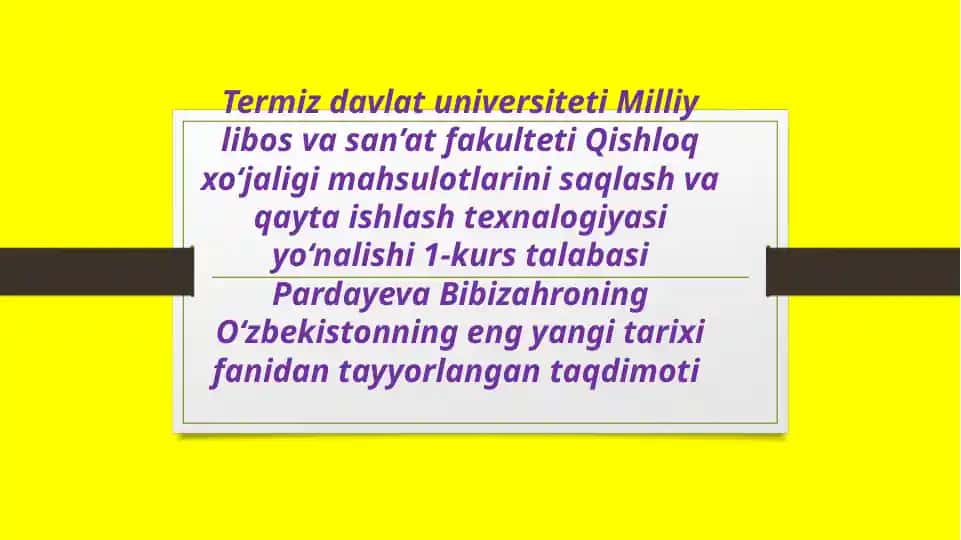 Qishloq xo‘jaligi mahsulotlarini saqlash va qayta ishlash texnologiyasi