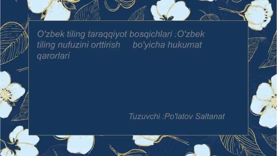 O'zbek tilining taraggiyoti