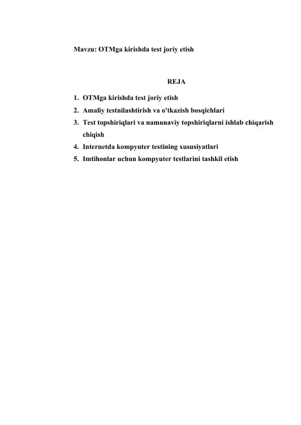 Testlar bilan ta'lim
