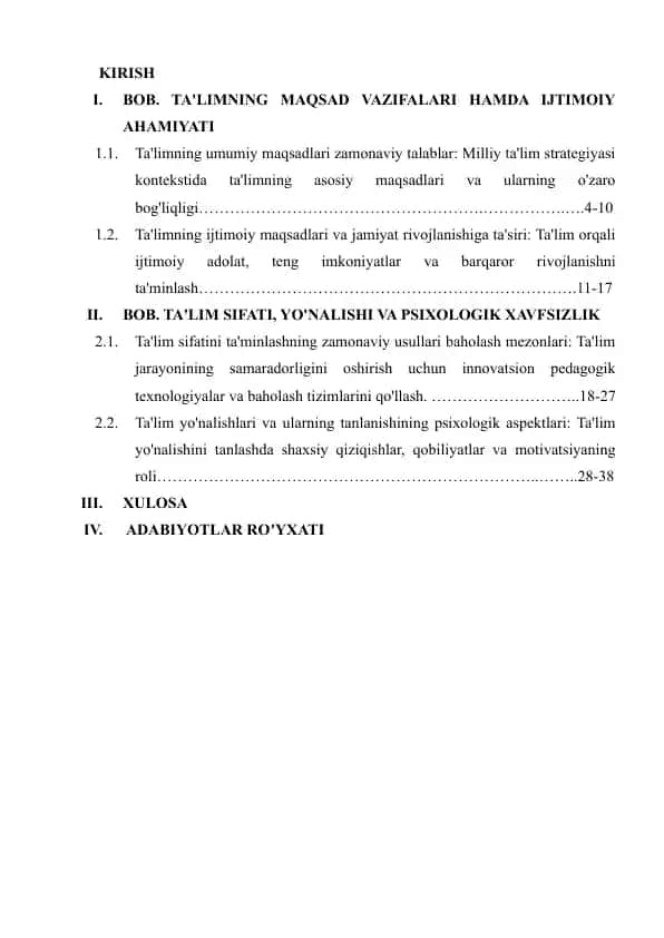 Ta'limning Maqsadlari va Vazifalari