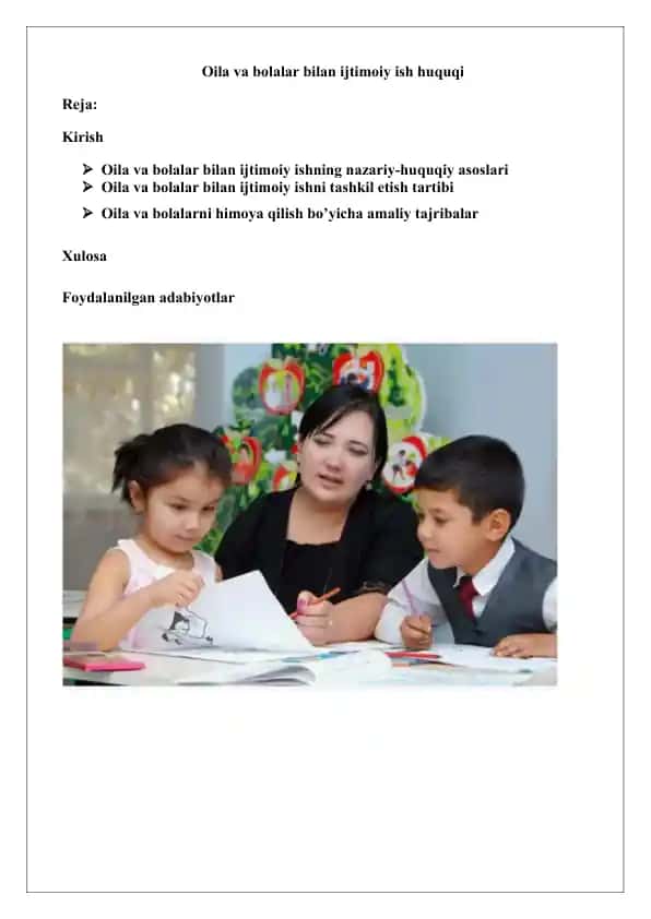 Oila va bolalar bilan ijtimoiy ish huquqi
