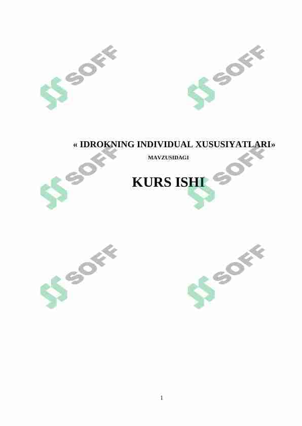 IDROKNING INDIVIDUAL XUSUSIYATLARI