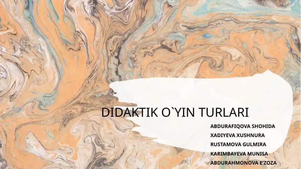 DIDAKTIK O`YIN TURLARI
