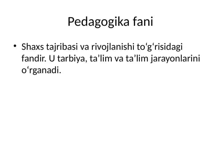Pedagogika fani