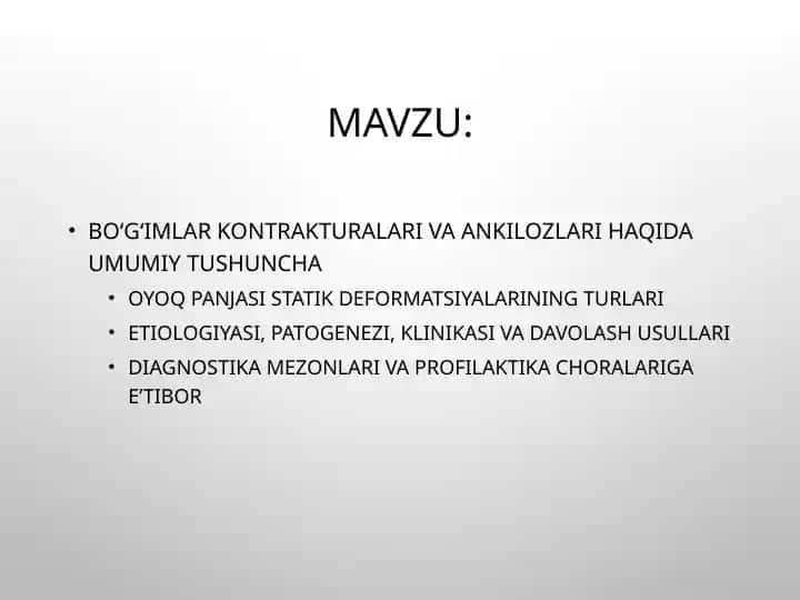 Bo‘g‘imlar kontrakturalari va ankilozlari