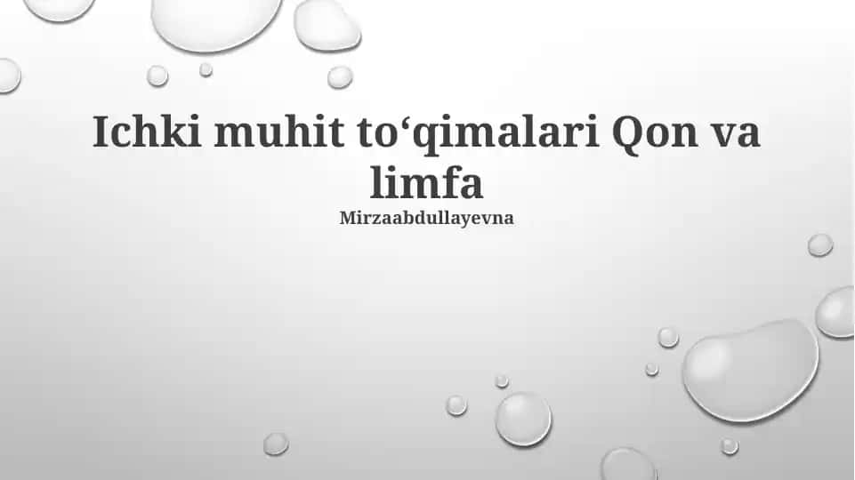 Ichki muhit toʻqimalari Qon va limfa
