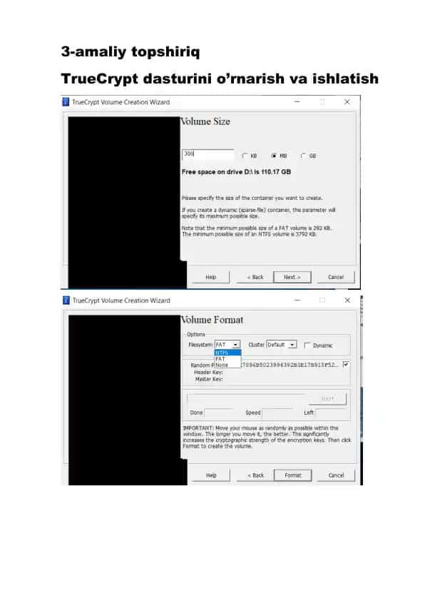 TrueCrypt dasturini o’rnarish va ishlatish