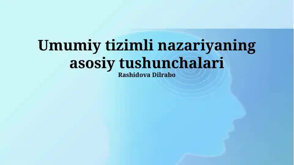 Umumiy tizimli nazariyaning asosiy tushunchalari