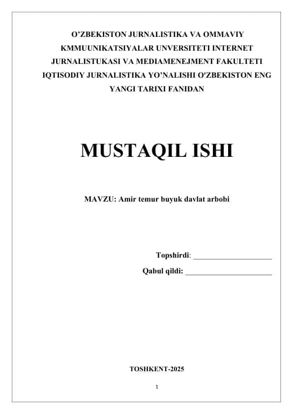Amir Temur buyuk davlat arbobi
