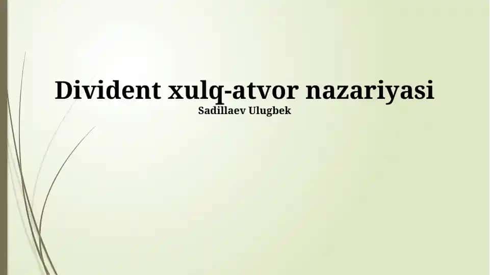 Divident xulq-atvor nazariyasi