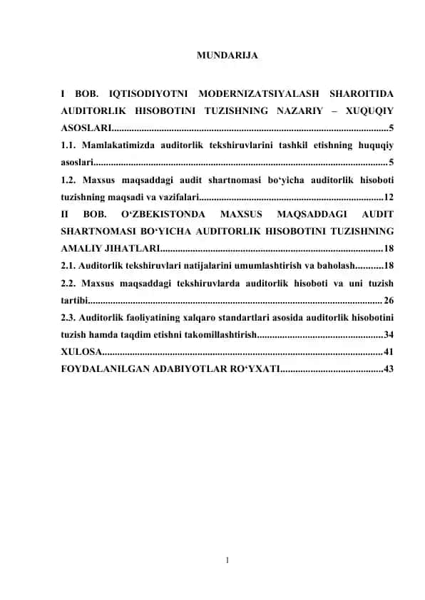 Auditorlik xulosalari va uni o'tkazish tartibi