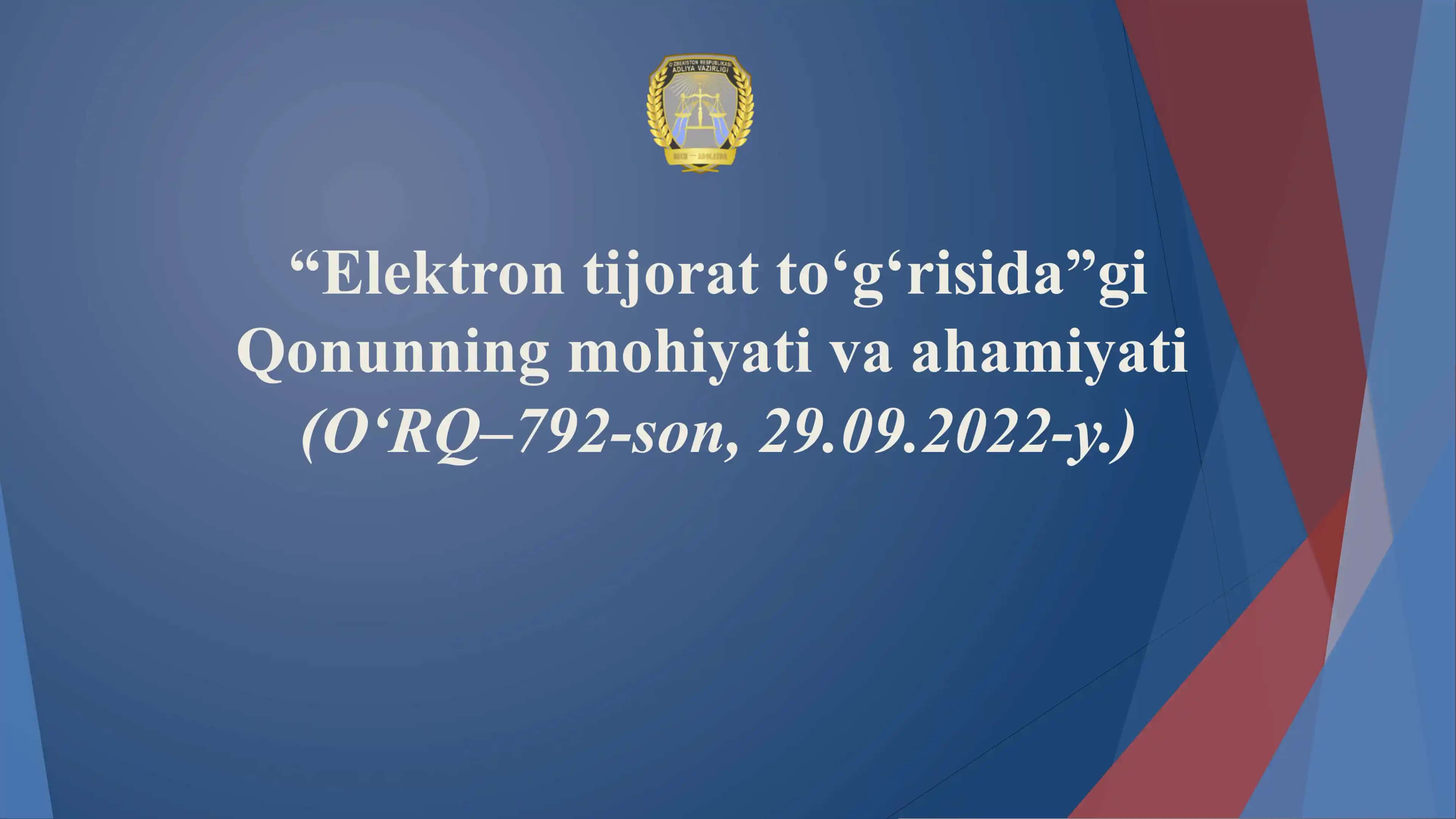 "Elektron tijorat to‘g‘risida”gi Qonun