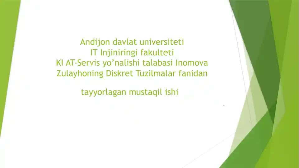 Diskret Tuzilmalar fanidan ta'lim