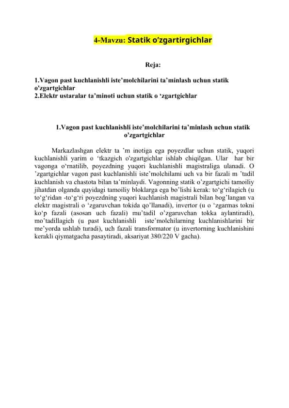 Statik o'zgartirgichlar