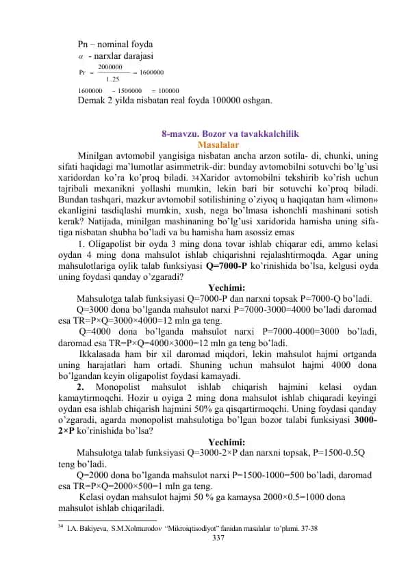 Pn – nominal foyda