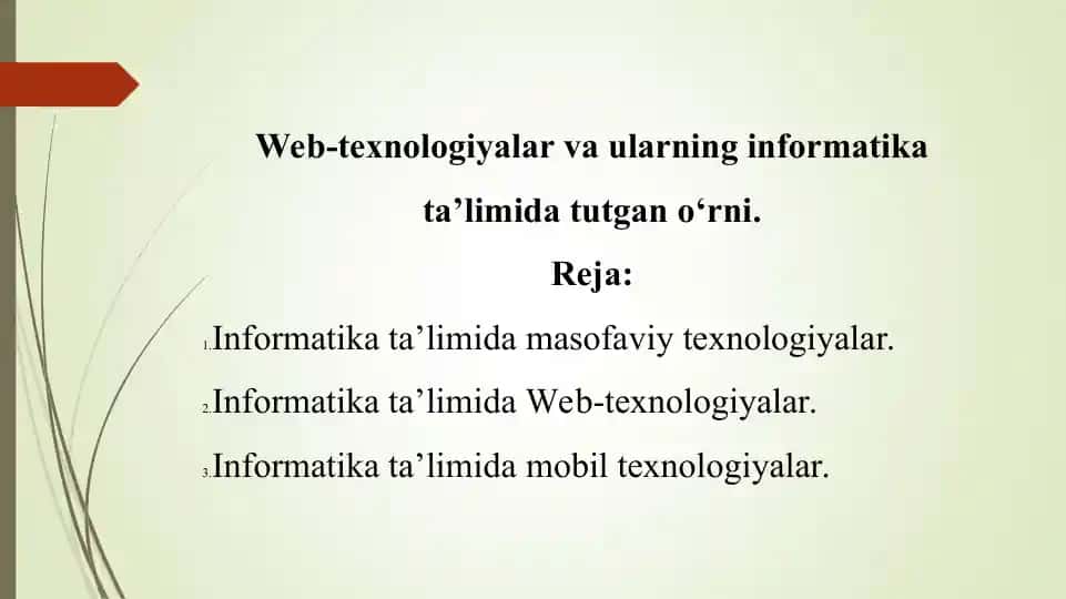 Web-texnologiyalar va ularning informatika ta’limida tutgan o‘rni