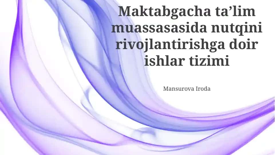 Nutq terapiyasi mashg'ulotlarini tashkil etish