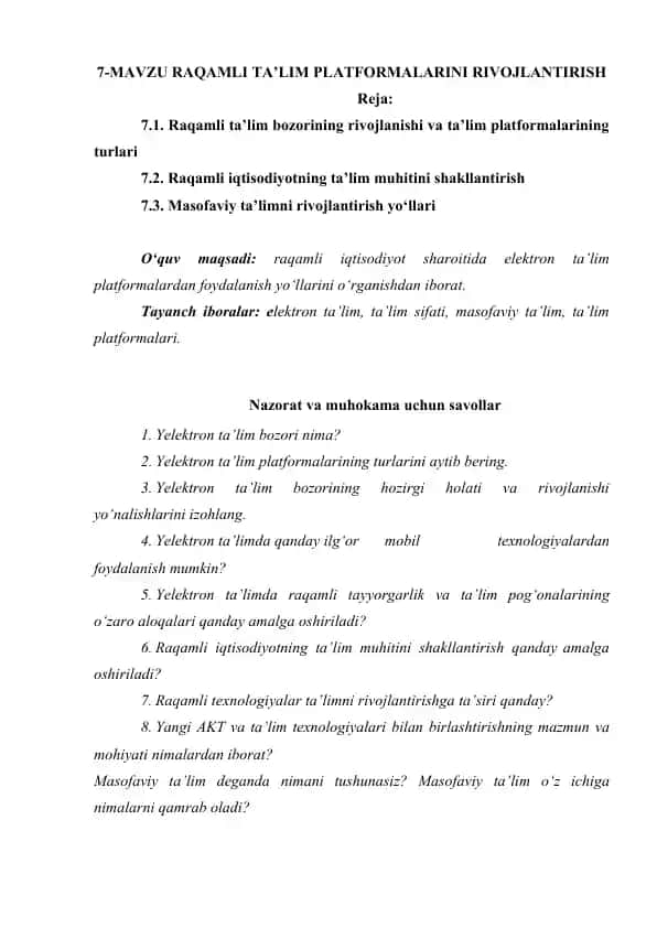 Raqamli Ta'lim Platformalari