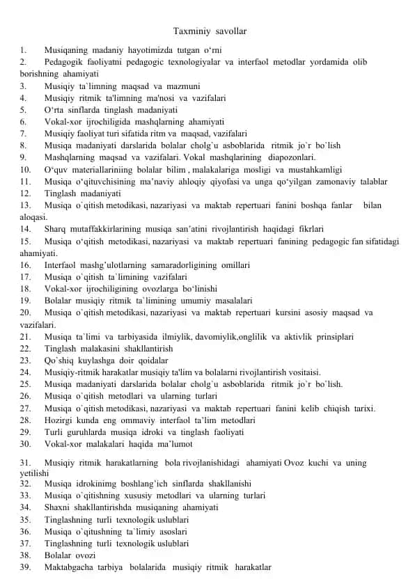 Musiqa o‘qitish metodikasi