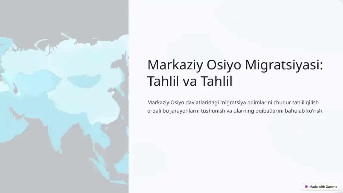 Markaziy Osiyo Migratsiyasi: Tahlil va Tahlil