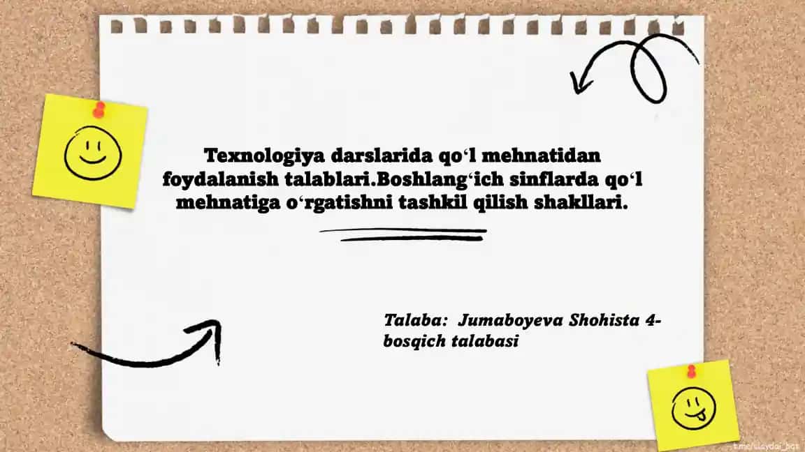 Texnologiya darslarida qo‘l mehnati