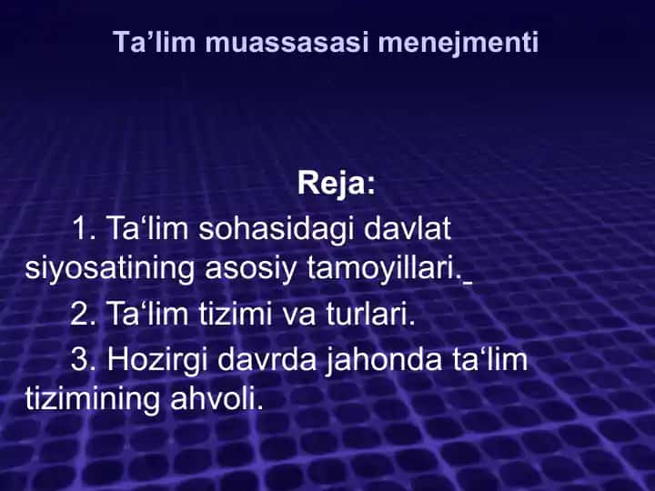 Tа’lim muаssаsаsi mеnеjmеnti