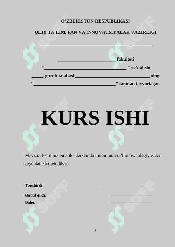 3-sinf matematika darslarida muommoli ta’lim texnologiyasidan foydalanish metodikasi
